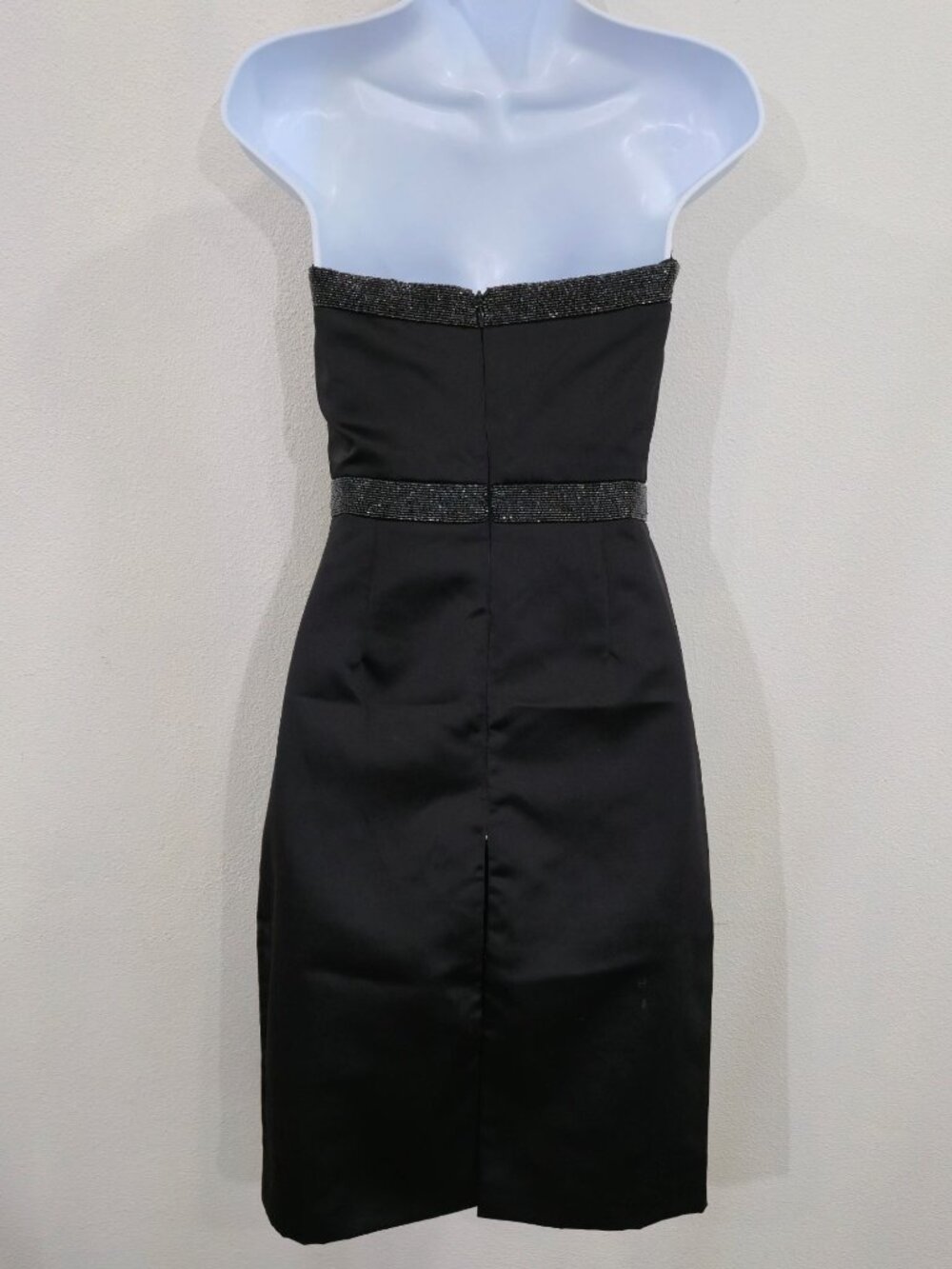 Moda International ✦ Strapless Beaded Trim Cocktail Dress ✦ Black Evening Party - Picture 3 of 12